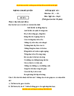 Đề thi cuối kì 1 Ngữ văn 6 Chân trời sáng tạo (đề 4)