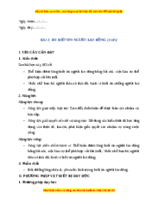 Giáo án Bài 2 Đạo đức lớp 4 Chân trời sáng tạo: Em biết ơn người lao động