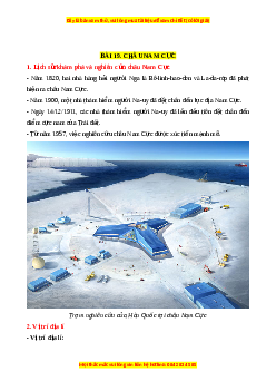 Lý thuyết Địa lý 7 Kết nối tri thức Bài 19: Châu Nam Cực