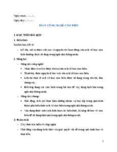 Giáo án chuyên đề Bài 5: Công nghệ cảm biến Công nghệ thiết kế 10 Kết nối tri thức