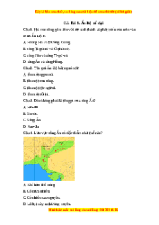 Trắc nghiệm Bài 8 Lịch sử 6 Kết nối tri thức: Ấn Độ cổ đại