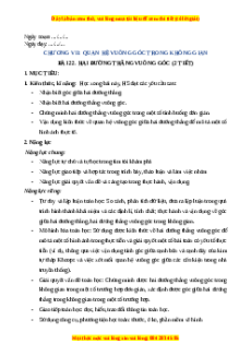 Giáo án Hai đường thẳng vuông góc Toán 11 Kết nối tri thức