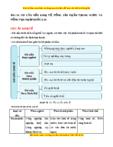 Lý thuyết Bài 19 Địa lí 10 Cánh diều: Cơ cấu nền kinh tế, tổng sản phẩm trong nước và tổng thu nhập quốc gia