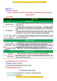 Giáo án Bài 28 Địa lí 11 Kết nối tri thức (2024): Thực hành viết báo cáo về sự thay đổi của kinh tế vùng duyên hải Trung Quốc