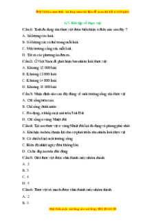 Trắc nghiệm Thực vật KHTN 6 Kết nối tri thức