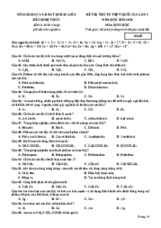 Đề thi thử tốt nghiệp Hóa học trường Sở GD&ĐT Bạc Liêu lần 2 năm 2024