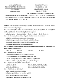 Đề thi thử tốt nghiệp THPT 2025 Hóa học trường THPT Chuyên Bắc Ninh lần 2