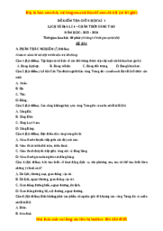 Đề thi giữa kì 1 Lịch sử & Địa lí lớp 4 Chân trời sáng tạo - Đề 3