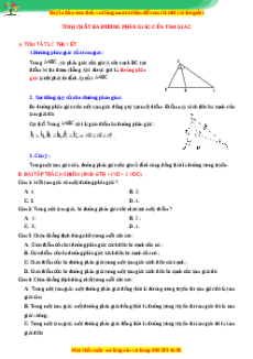 Chuyên đề Tính chất ba đường phân giác của tam giác Toán 7 Cánh diều