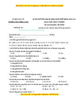 Đề thi thử Hóa Học trường Đồng Quan năm 2021