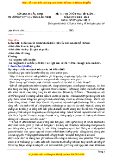 Đề thi thử Ngữ Văn trường Chuyên Bắc Ninh lần 2 năm 2021