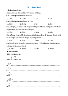 Bài tập cuối tuần Toán 5 Tuần 15 (có lời giải)