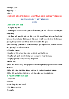 Giáo án Các đơn vị đo thời gian Toán lớp 5 Chân trời sáng tạo