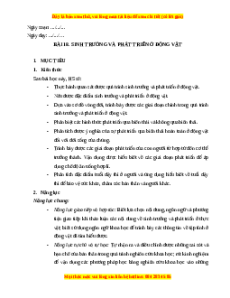 Giáo án Sinh trưởng và phát triển ở động vật Sinh học 11 Cánh diều