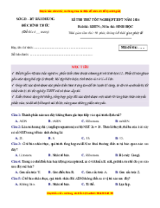 Đề thi thử tốt nghiệp Sinh học Sở GD&ĐT Hải Dương năm 2024