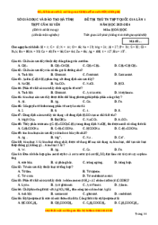 Đề thi thử tốt nghiệp Hóa học trường THPT Cẩm Xuyên - Hà Tĩnh lần 1 năm 2024