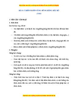 Giáo án Bài 8 Lịch sử & Địa lí lớp 4 Chân trời sáng tạo: Thiên nhiên vùng đồng bằng Bắc Bộ