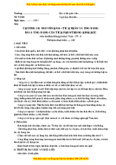 Giáo án Ứng dụng của tích phân trong hình học Toán 12 Giải tích