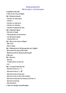 Đề cương ôn tập cuối học kì 2 Toán 11 Chân trời sáng tạo