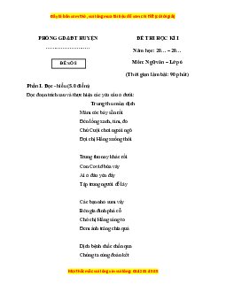 Đề thi cuối kì 1 Ngữ văn 6 Kết nối tri thức (đề 8)