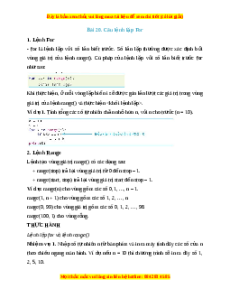 Lý thuyết Tin học 10 Kết nối tri thức Bài 20: Câu lệnh lặp For