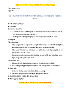 Giáo án Bài 1 Lịch sử & Địa lí lớp 4 Cánh diều: Làm quen với phương tiện học tập môn Lịch sử và Địa Lí
