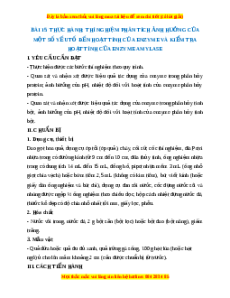 Lý thuyết Sinh học 10 Kết nối tri thức Bài 15: Thực hành thí nghiệm phân tích ảnh hưởng của một số yếu tố đến hoạt tính của enzyme và kiểm tra hoạt tính của enzyme amylase
