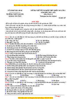 Đề thi thử Địa Lí trường Chuyên Hoàng Văn Thụ lần 1 năm 2021