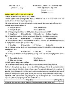 Bộ 7 đề thi giữa kì 1 Lịch sử&Địa Lý 9 Kết nối tri thức Cấu trúc mới