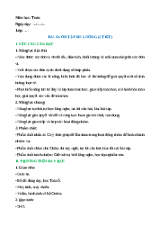 Giáo án Ôn tập đo lường Toán lớp 5 Kết nối tri thức