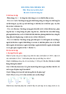 Đề cương ôn tập Cuối kì 1 Khoa học tự nhiên 8 Chân trời sáng tạo