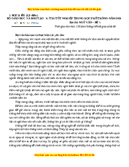 Đề Tốt nghiệp Ngữ Văn 2024 theo đề tham khảo (Đề 1)