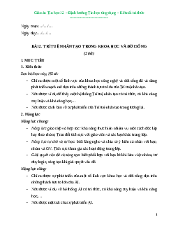 Giáo án Bài 2: Trí tuệ nhân tạo trong khoa học và đời sống Tin học 12 Kết nối tri thức