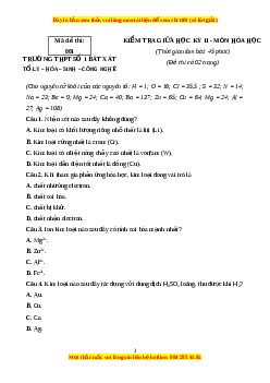 Đề thi giữa kì 2 Hóa học 12 trường THPT Số 1 Bát Xát năm 2023