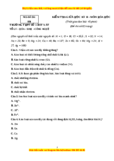 Đề thi giữa kì 2 Hóa học 12 trường THPT Số 1 Bát Xát năm 2023