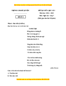 Đề thi giữa kì 1 Ngữ Văn lớp 7 Cánh diều có đáp án (Đề 3)