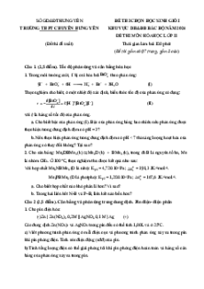 Đề thi HSG Hóa học 11 Trường THPT Chuyên Hưng Yên