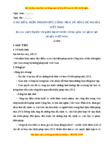 Giáo án Bài 14 KTPL 10 Kết nối tri thức: Giới thiệu về Hiến pháp nước Công hòa xã hội chủ nghĩa Việt Nam