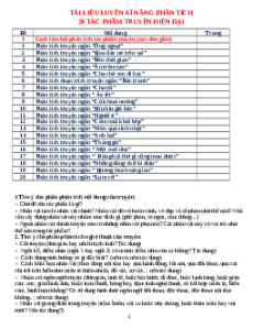 Luyện kĩ năng phân tích 20 tác phẩm truyện hiện đại