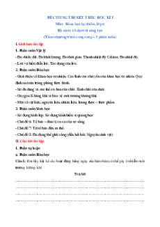 Đề cương Cuối kì 1 KHTN 6 Chân trời sáng tạo (song song)