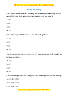 Trắc nghiệm Bài tập cuối chương 7 Toán 7 Cánh diều