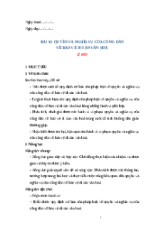 Giáo án Bài 13. Quyền và nghĩa vụ của công dân về bảo vệ di sản văn hóa KTPL 12 Cánh diều