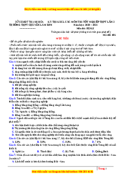 Đề thi thử Địa Lí trường Chuyên Lam Sơn lần 2 năm 2021