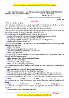 Đề thi thử Địa Lí trường Chuyên Lam Sơn lần 2 năm 2021