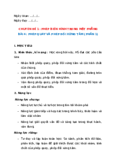 Giáo án chuyên đề Phép quay và phép đối xứng hàm Toán 11 Kết nối tri thức