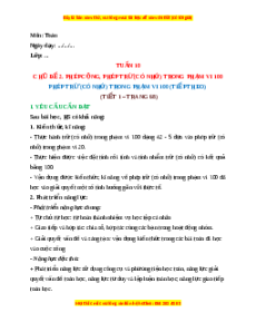 Giáo án Phép trừ (có nhớ) trong phạm vi 100 (Tiếp theo) Toán lớp 2 Cánh diều