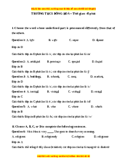 Đề thi giữa kì 1 Tiếng Anh 9 trường Đông Hòa