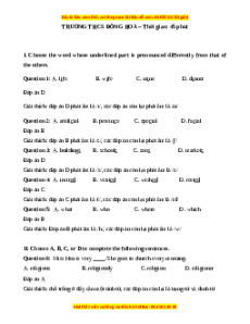Đề thi giữa kì 1 Tiếng Anh 9 trường Đông Hòa