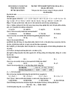 Đề thi thử tốt nghiệp THPT Hóa học Sở Thái Nguyên năm 2025