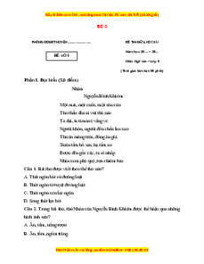 Đề thi giữa kì 1 Ngữ văn 8 Kết nối tri thức (đề 8)